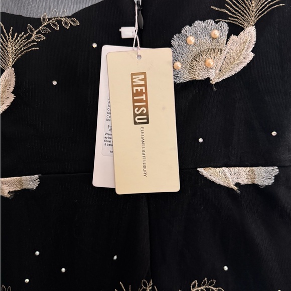 NWT SOLOVEDRESS Women's Printer Prom Dress Short Sleeves Evening Gown Women sz10 - Picture 10 of 11